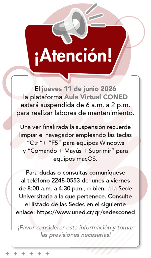 Mantenimiento 11 de junio. Horario de atención telefónica de lunes a viernes de 8:00am a 4:30pm al 2248-0553