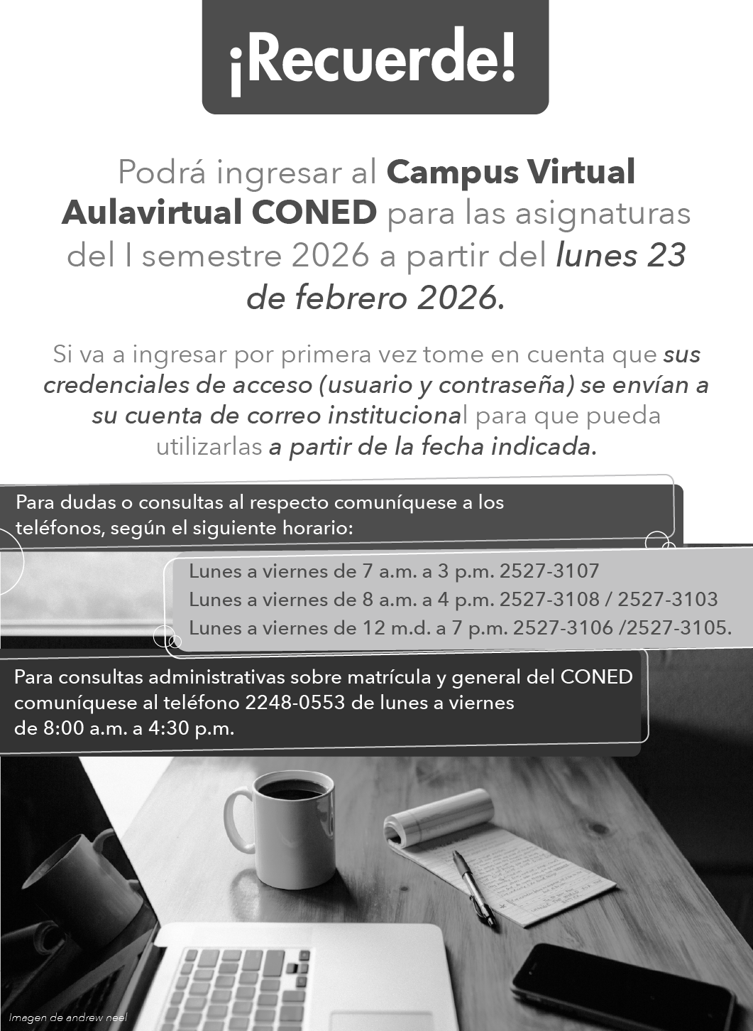 Acceso a los entorno del primer semestre 2026, 23 de febrero 